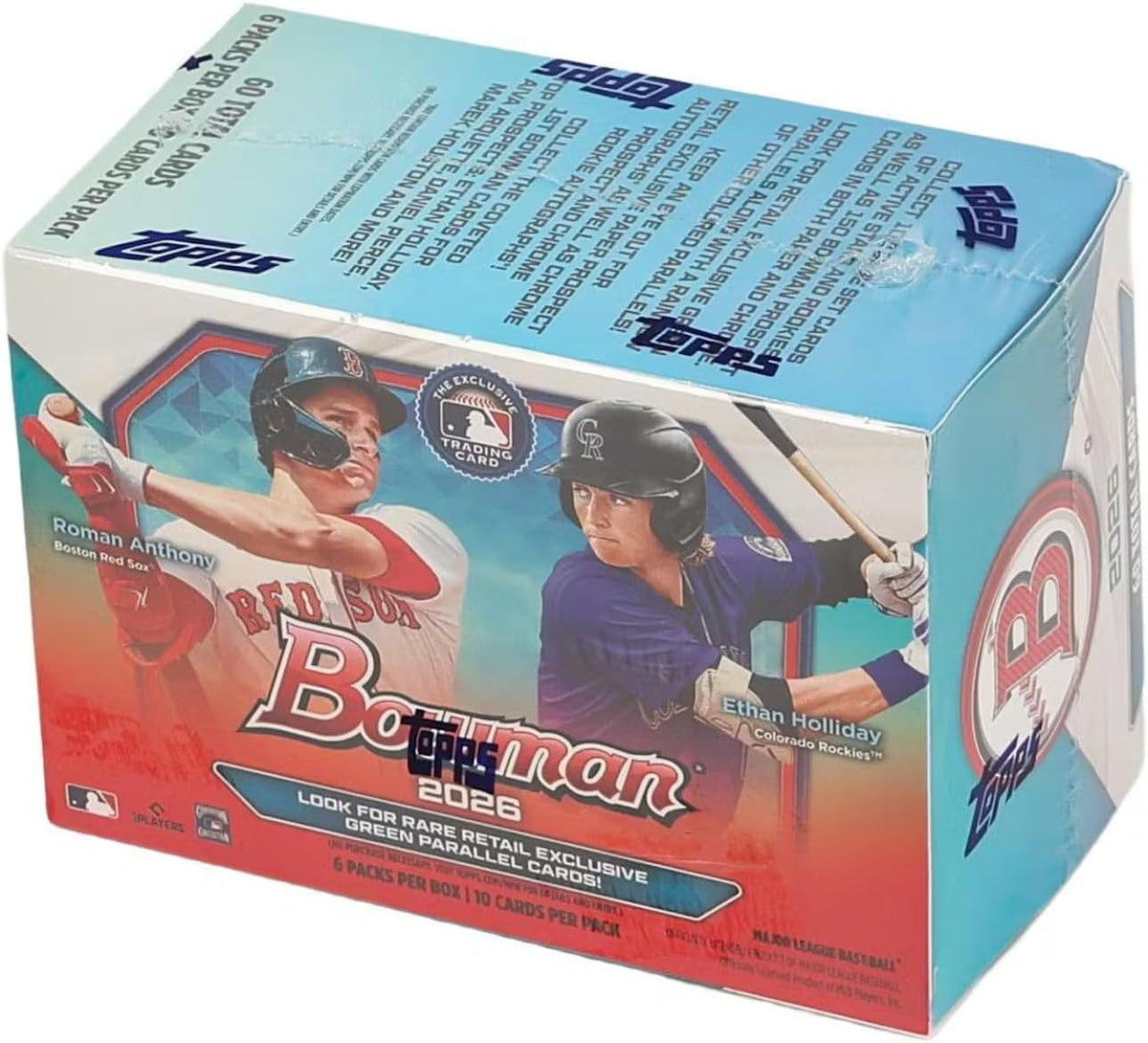 2026 Bowman Baseball Blaster Trading Card Box (Look for Retail Exclusive Green Parallels)